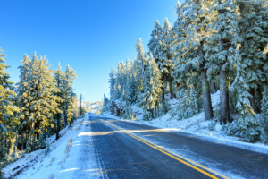 Oregon snow and Icey road 